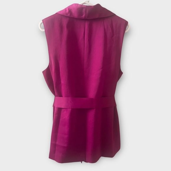 NEW Banana Republic Sleeveless Blazer Jacket Vest Top Sz 8 Berry Fuchsia Belted - Picture 4 of 10